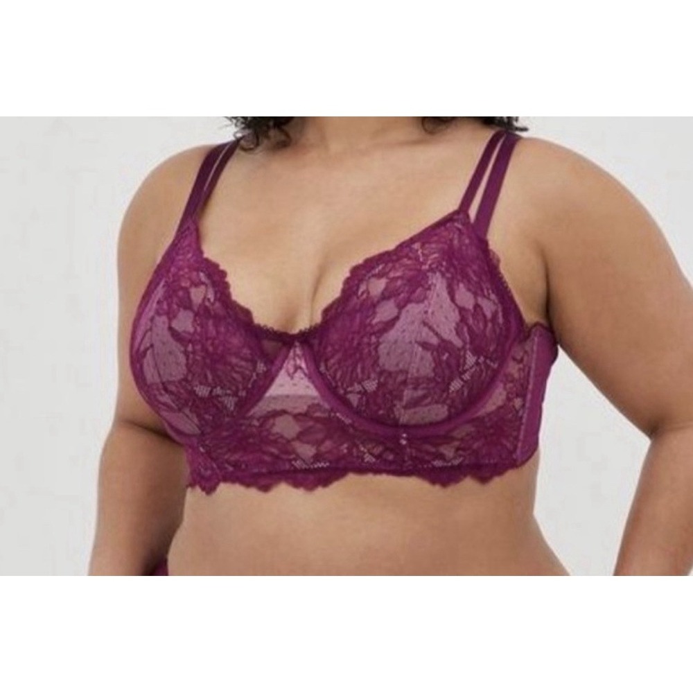 Torrid‎ Curve Purple Underwire Bralette Floral Dot Plus Size 0 Size Lg NWT
